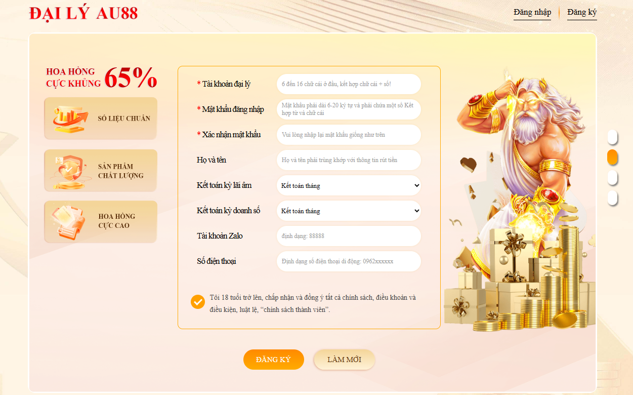 Hướng dẫn chi tiết cách đăng ký đại lý AU88