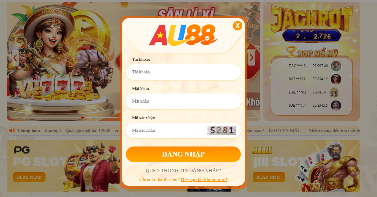 Hướng dẫn cách đăng nhập AU88