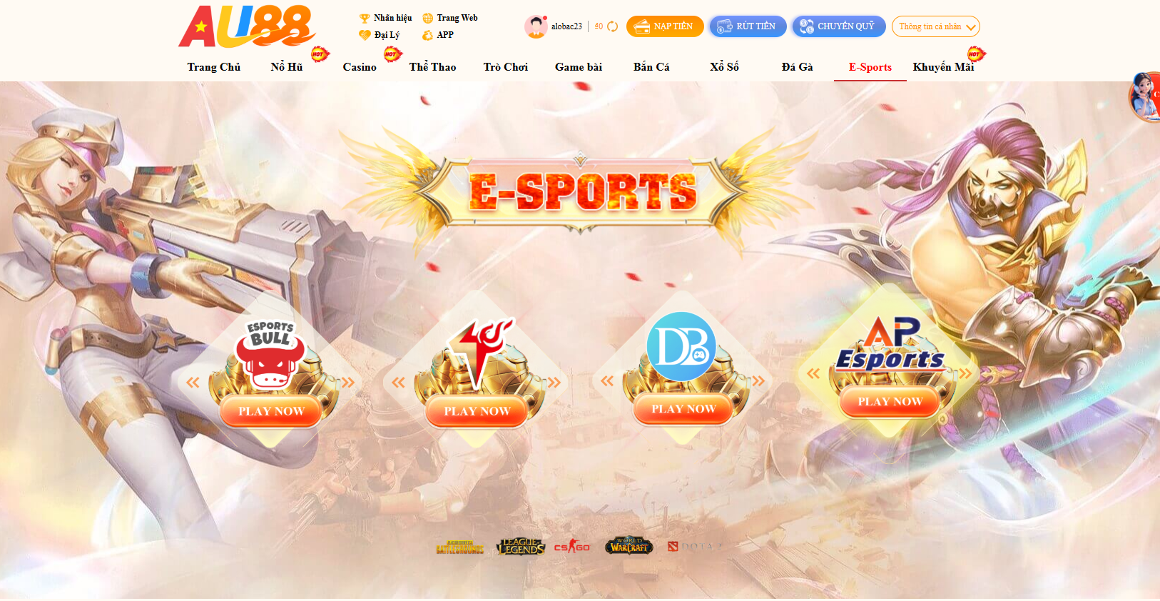 Tổng quan sảnh Esports AU88