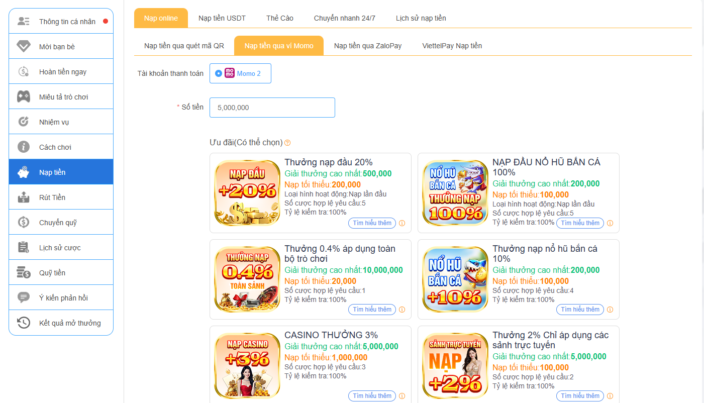 Hướng dẫn chi tiết quy trình nạp tiền AU88